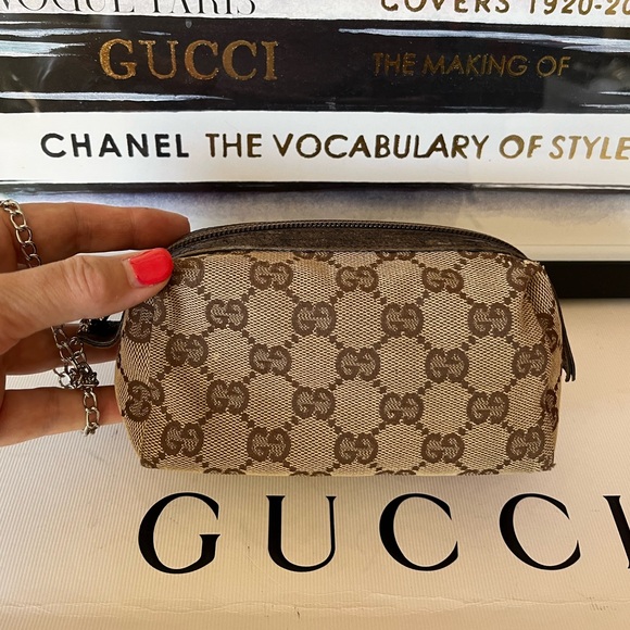 GUCCI Canvas Monogram Pouch Wristlet Vintage - Picture 3 of 17